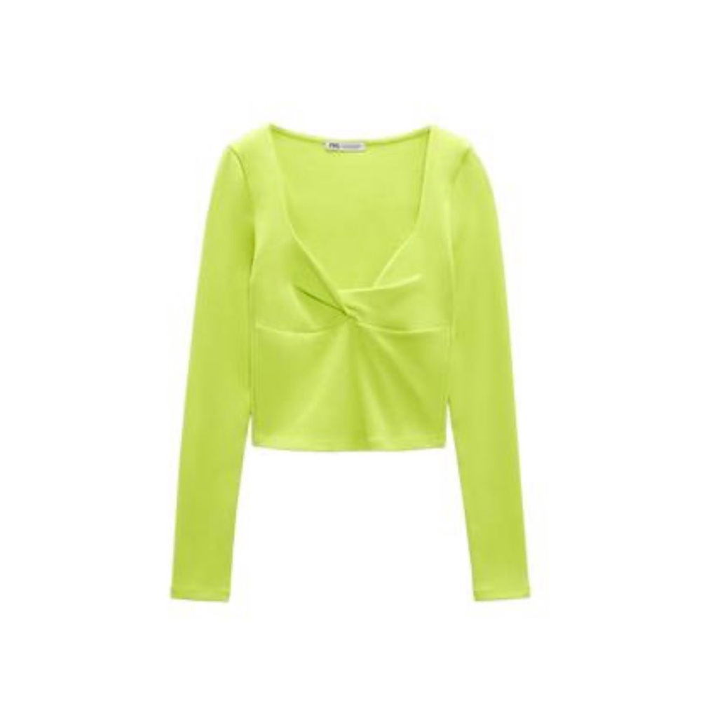 Zara Bright Lime Long Sleeve Top